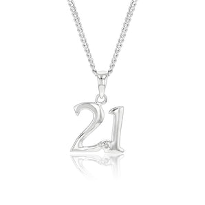 Silver Pendant Number 21 set with Diamond