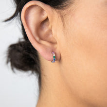 Load image into Gallery viewer, Sterling Silver Rainbow Multicolour Cubic Zirconia Hoop Earrings