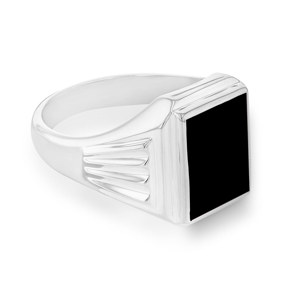 Sterling Silver 12x10mm Onyx Gents Ring
