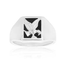 Load image into Gallery viewer, Sterling Silver Diamond + Onyx Ring
