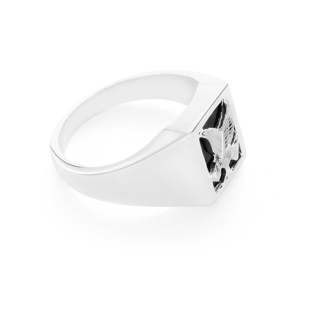Sterling Silver Diamond + Onyx Ring