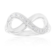 Load image into Gallery viewer, Sterling Silver Classic Infinity Diamond Ring
