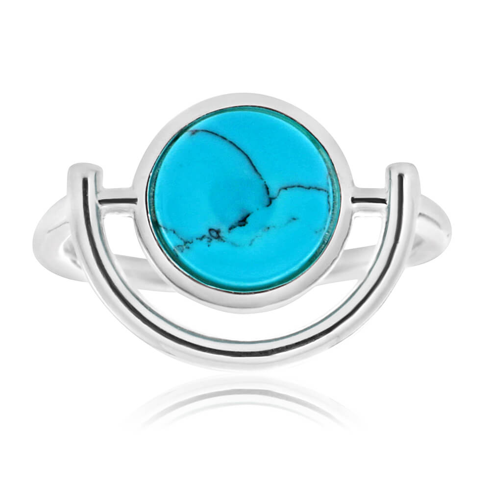 Sterling Silver Created Turquoise Dome Ring
