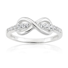 Load image into Gallery viewer, Sterling Silver Cubic Zirconia Channel Set Infinity Ring