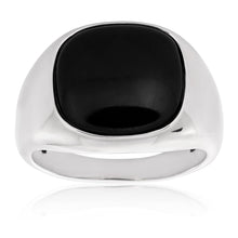 Load image into Gallery viewer, Sterling Silver Rhodium Plated Onyx Gents Ring
