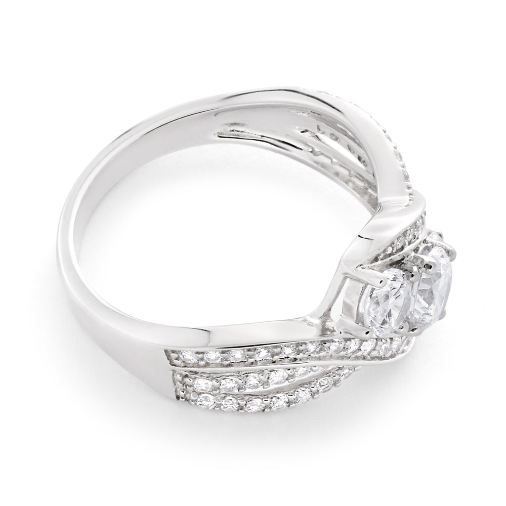 Sterling Silver Cubic Zirconia Ring Rhodium Plated