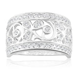 Sterling Silver Cubic Zirconia Pattern Ring