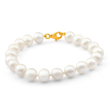 Load image into Gallery viewer, Cream Freshwater Pearl 19cm Bracelet with Gold Plated Sterling Silver Clasp