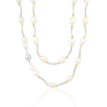 Load image into Gallery viewer, Cream Freshwater Pearl Oval Bar &amp; Ball Necklace