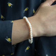 Load image into Gallery viewer, White Freshwater Pearl Stretch Bracelet