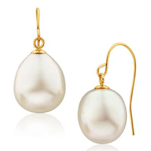 Load image into Gallery viewer, Arizona&#39; 9ct Yellow Gold White Freshwater Pearl Drop Earrings