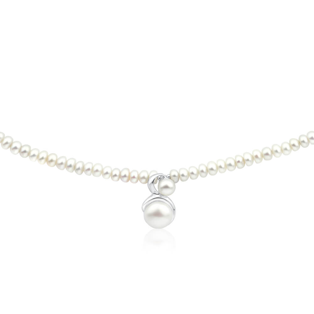White Freshwater Clasp Pearl Necklace