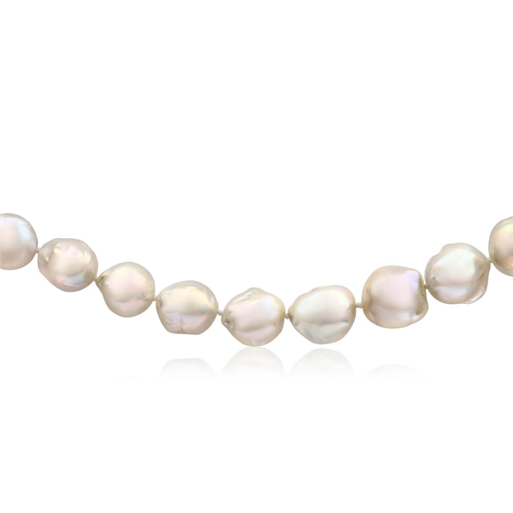 Meiko' Sterling Silver 13mm White Baroque Pearl 45cm Necklace