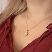 Load image into Gallery viewer, Sterling Silver 8mm White Freshwater Pearl Pendant on 45cm Chain