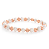 6.5mm Mixed Colour Freshwater Pearl 17.5cm Bracelet with Rose Tone Hematite Beads