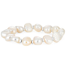 Load image into Gallery viewer, Freshwater Pearl Stretch Bracelet with Hematite Beads