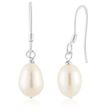 Load image into Gallery viewer, White 6x8mm Freshwater Pearl Drop Earrings