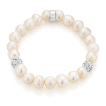Load image into Gallery viewer, White 8-8.5mm Freshwater Pearl, Crystal and Charm Bracelet