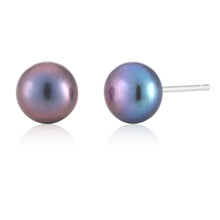 Load image into Gallery viewer, Blue Freshwater Pearl Stud Earrings