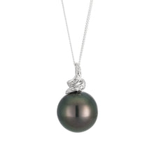 Load image into Gallery viewer, Tahitian South Sea Pearl &amp; Diamond Pendant on 45cm Sterling Silver Chain
