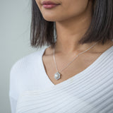 Sterling Silver Freshwater Pearl & Zirconia Pendant with 45cm Chain