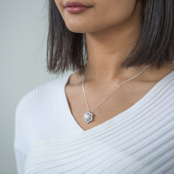 Sterling Silver Freshwater Pearl & Zirconia Pendant with 45cm Chain