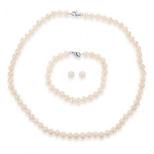 Load image into Gallery viewer, Freshwater White Pearl Boxed Set with Sterling Silver Clasp