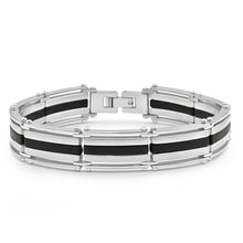 Load image into Gallery viewer, Forte Stainless Steel Forte Rubber Stripe 21cm Gents Bracelet