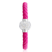 Load image into Gallery viewer, Stainless Steel Crystal Magnetic Pink Leather Fancy Bracelet