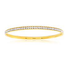 Load image into Gallery viewer, Stainless Steel Gold Plated Crystal Bangle 65mm