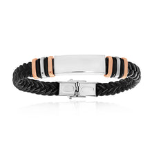 Load image into Gallery viewer, Forte Stainless Steel Leather 19.5cm Fancy Bracelet