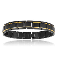Load image into Gallery viewer, Stainless Steel &#39;Forte&#39; Black and Gold Plated Gents 21cm Bracelet