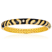 Load image into Gallery viewer, Gold Plated Enamel and Zirconia Tiger Bangle 65mm