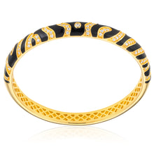 Load image into Gallery viewer, Gold Plated Enamel and Zirconia Tiger Bangle 65mm