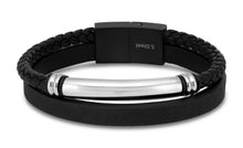 Load image into Gallery viewer, Stainless Steel 22cm Gents Leather Magnetic Clasp Bracelet with I.D. Plate