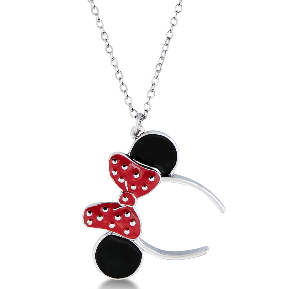 Disney Minnie Black and Red Ears and Bow Pendant on Chain