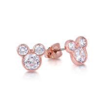 Load image into Gallery viewer, Disney Rose Gold Plated Mickey Mouse Crystal Stud Earrings
