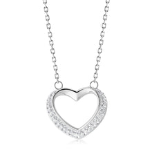 Load image into Gallery viewer, Stainless Steel Crystal Open Heart Pendant with Chain