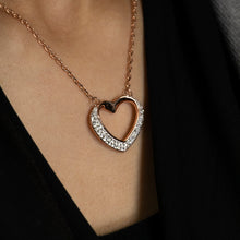 Load image into Gallery viewer, Stainless Steel Rose Gold Plated Crystal Open Heart Pendant with Chain