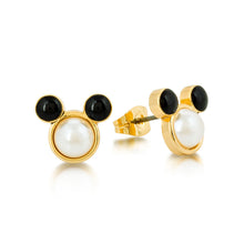 Load image into Gallery viewer, DISNEY Mickey Mouse Simulated Pearl and Black Crystal Stud Earrings