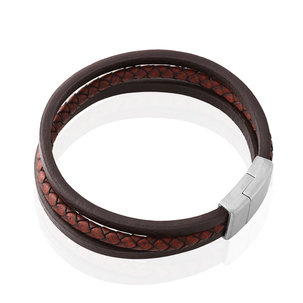 Fossil Jewellery Fossil Gents Braided Brown Leather Bracelet  Bracelets  from Faith Jewellers UK
