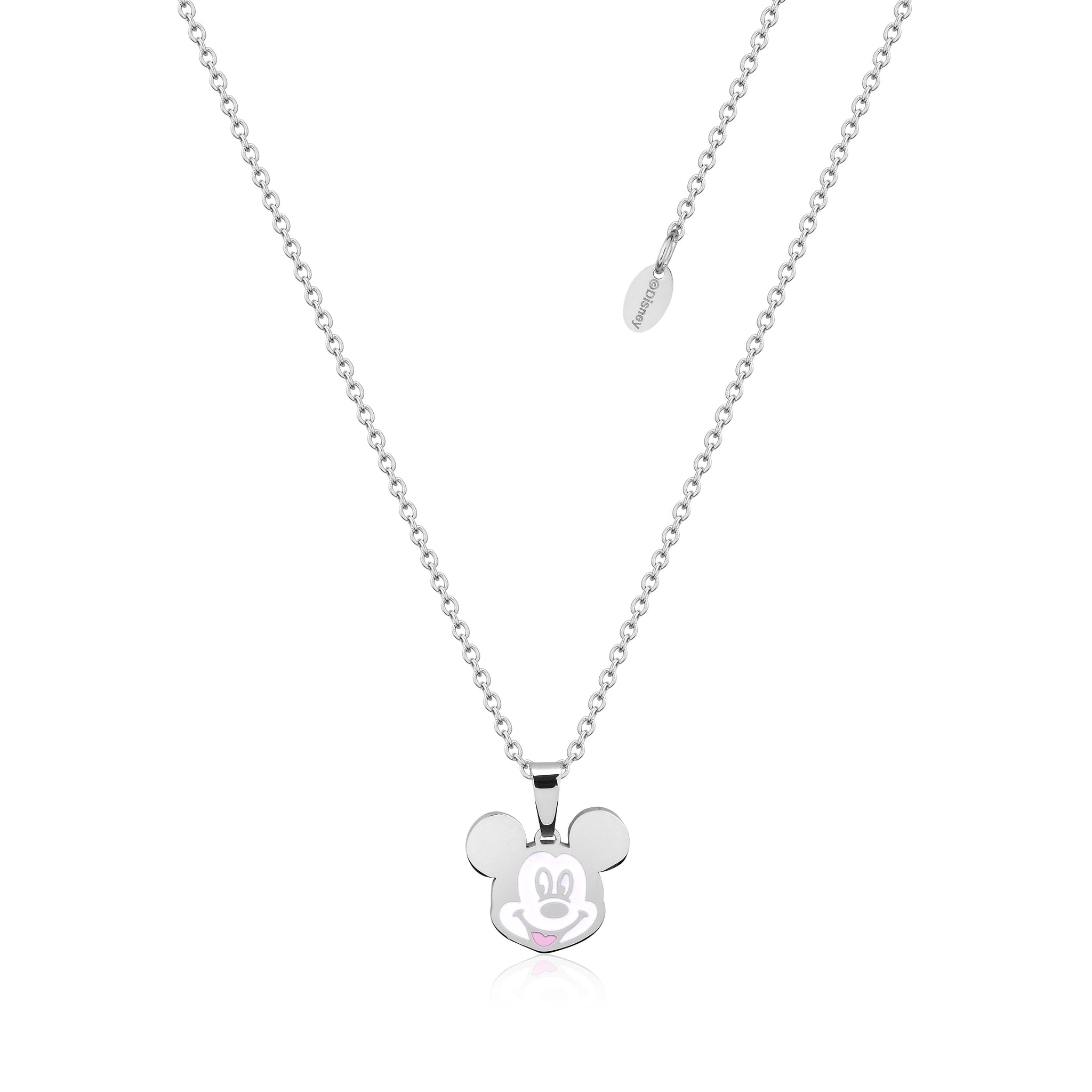 Disney Mickey Mouse Sterling Silver Pendant Necklace with Rainbow Ston –  Crossan Jewellers