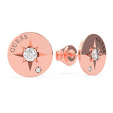 GUESS Engr Compass & Crystal Stud Earring SST+RGP