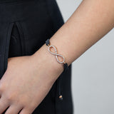 Stainless Steel Gold Plated Crystal Infinity Black Cord Bracelet