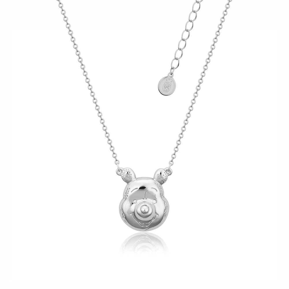 Disney White Gold Plated Winnie The Pooh Pendant On 45+7cm Chain