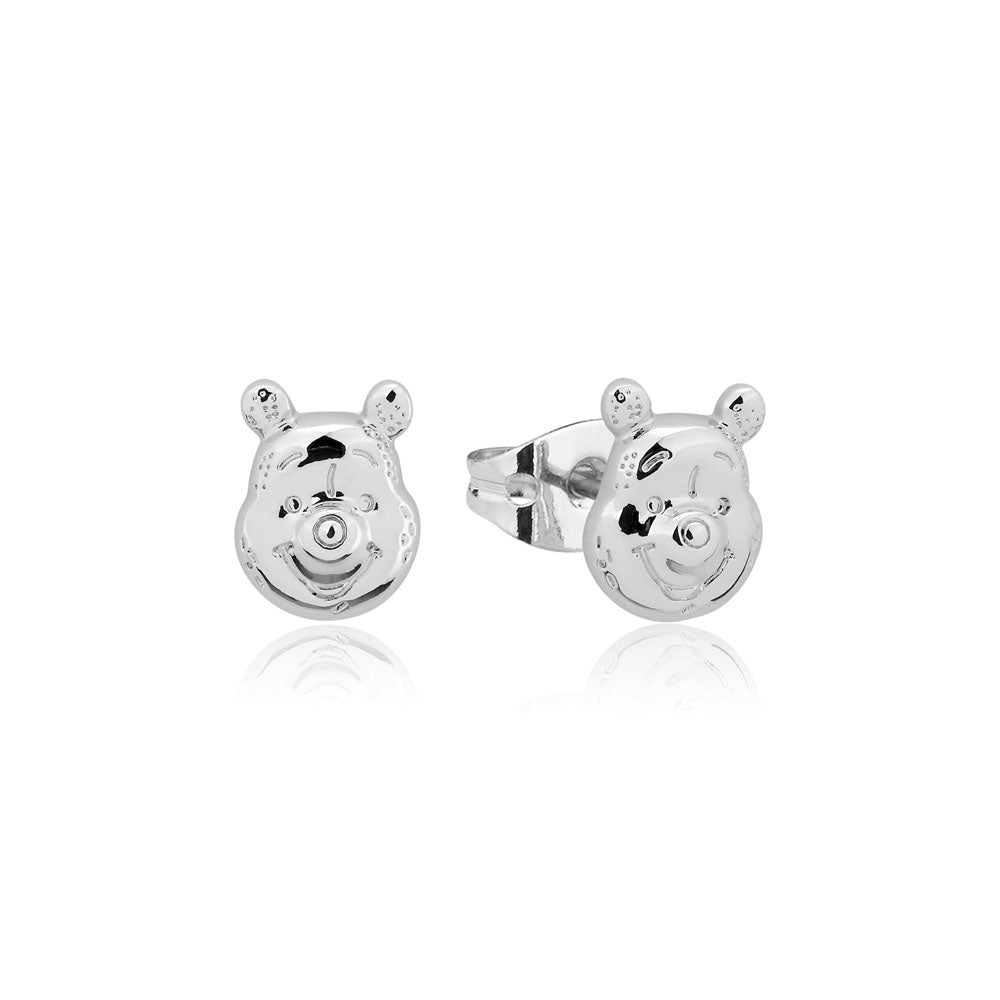 Disney White Gold Plated Winnie The Pooh 10mm Stud Earrings