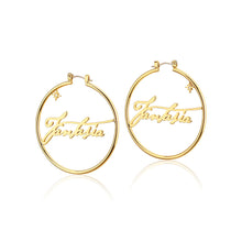 Load image into Gallery viewer, Disney Fantasia Gold Plated 50mm Hoop Earrings