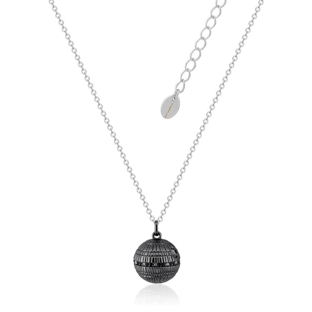 Disney Star Wars White Gold and Gunmetal Plated Death Star Pendant On 45+7cm Chain
