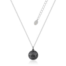 Load image into Gallery viewer, Disney Star Wars White Gold and Gunmetal Plated Death Star Pendant On 45+7cm Chain