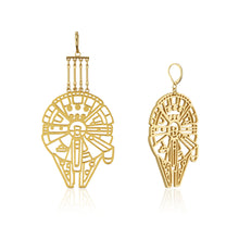 Load image into Gallery viewer, Disney Star Wars Gold Plated Millennium Falcon 60mm Drop Earrings
